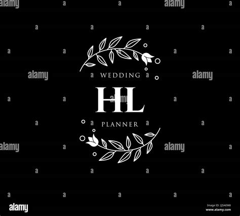 HL Initials Letter Wedding Monogram Logos Collection Hand Drawn Modern