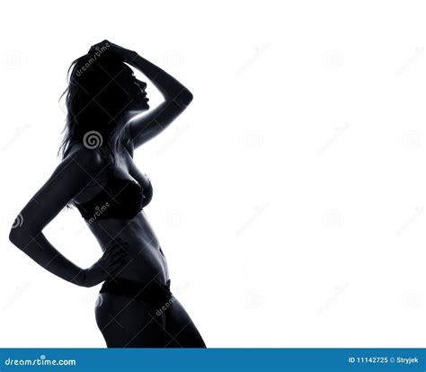 Beau Fuselage Femelle Dans La Lingerie Noire D Isolement Image Stock