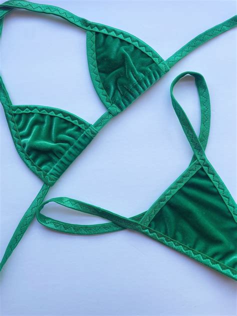 Green Bikini Stripper Outfits Stripper Lingerie Teeny Tiny Bikini Exotic Dancewear Stripper