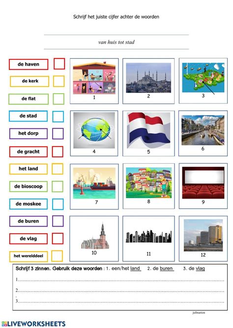 Thema Van Huis Tot Stad Interactive Worksheet School Subjects Online