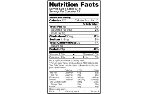 Gold Standard Whey Protein Nutrition Facts Calories Blog Dandk