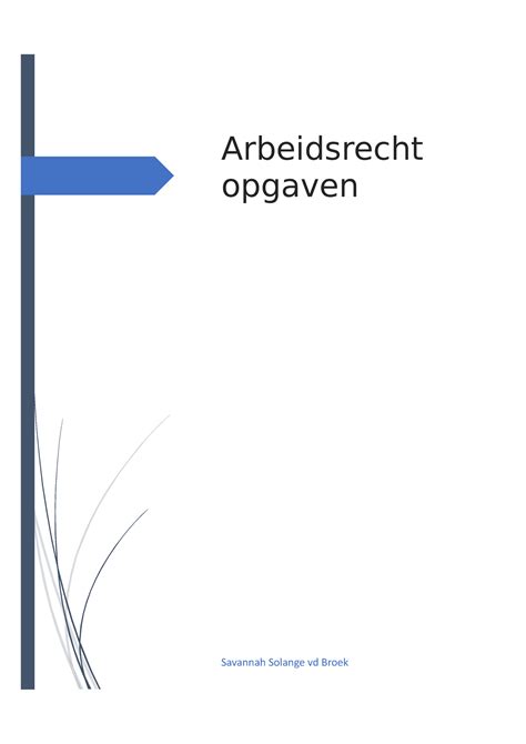 Kennisvragen Arbeidsrecht Week Savannah Solange Vd Broek