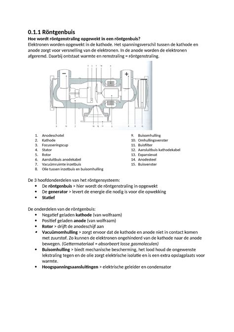 Samenvatting Röntgenbuis 0 1 Röntgenbuis Hoe wordt röntgenstraling