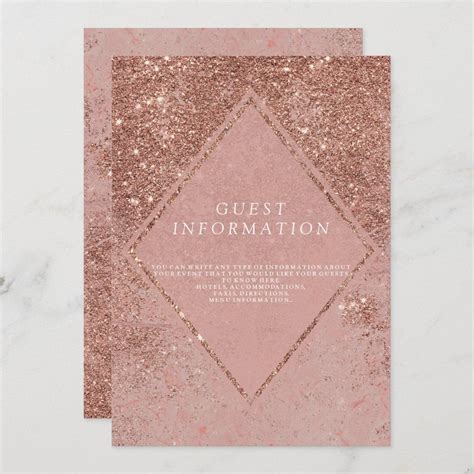 Elegant Pink Rose Gold Glitter Marble Details Invitation Zazzle In