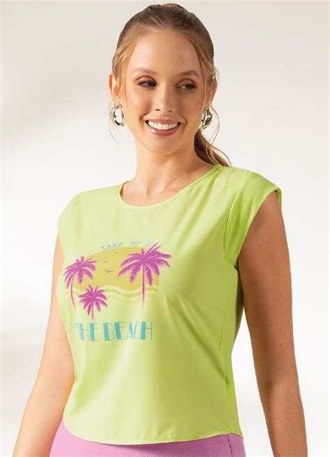 Blusa Estampa The Beach Verde Cativa