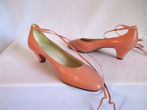 Vintage Courreges Pink Ballet Lace Up Low Heels Courreges Ballet Pink