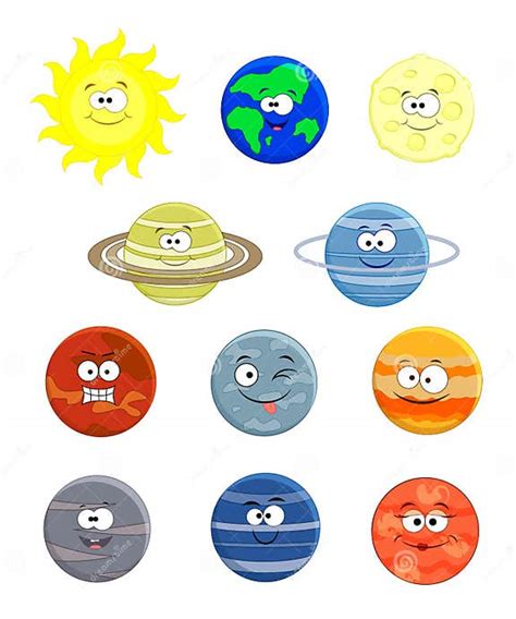 Grupo Do Vetor De Planetas Do Sistema Solar Ilustração Do Vetor Isolada Ilustração Do Vetor