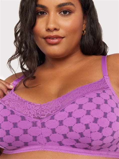 Cotton Essentials Lace Trim Bralette In Pink Purple Savage X Fenty