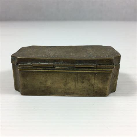 Antique 18th Century Brass Tobacco Box Engraved Floral Decoration 8cm Wide — Wheeler Antiques