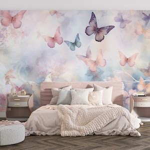 Butterfly Wallpaper Watercolor Pink Peel And Stick Wallpaper Self