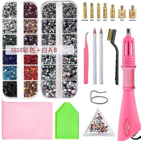 Rhinestone Setter Applicator Toolkit Hot Fixed Wand Bedazzler Kit Pcs Ab Crystal Clear