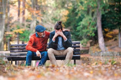 Senior Father Comforting His Sad And Stock Image Colourbox