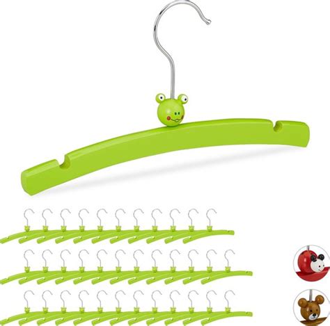 Relaxdays X Kledinghangers Baby Kinderkleerhangers Hout Kikker