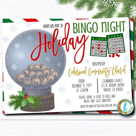 Christmas Bingo Night Party Invitation Adult Holiday Invite Etsy