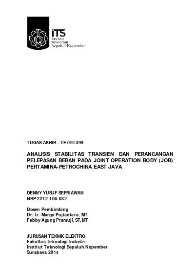 Analisis Stabilitas Transien Dan Perancangan Pelepasan Beban Pada Joint