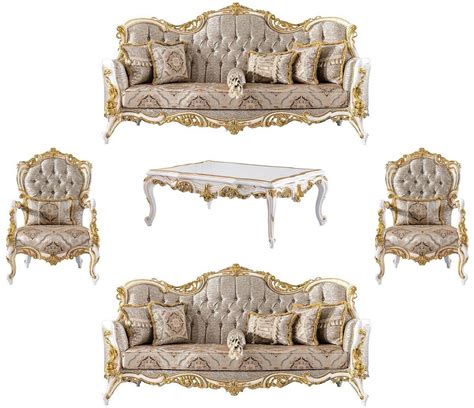 Casa Padrino Luxus Barock Wohnzimmer Set Silber Beige Schwarz