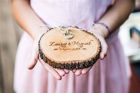 Porta Anillos De Boda Grabado En Madera Personalizado Para Anillos O