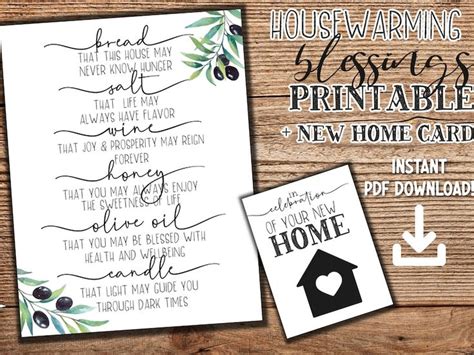 Housewarming Printable Home Blessing Bread Salt Wine New Etsy In