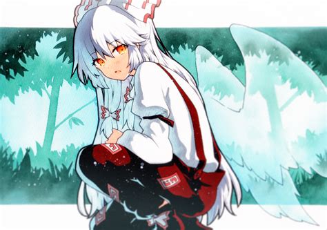 Safebooru 1girl Blush Bow Fujiwara No Mokou Hair Between Eyes Hair Bow Highres Long Hair Long