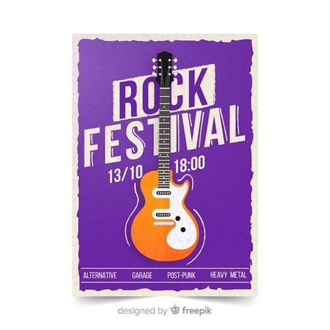 Free Vector Template Poster Retro Music