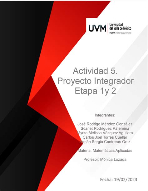 Actividad 5 Proyecto Integrador Etapa 2 Actividad 5 Proyecto