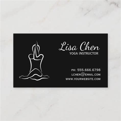 Minimalist Black And White Yoga Instructor Business Card Zazzle