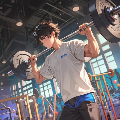 Portrait Of Anime Character Doing Fitness And Exercising Ai Generated