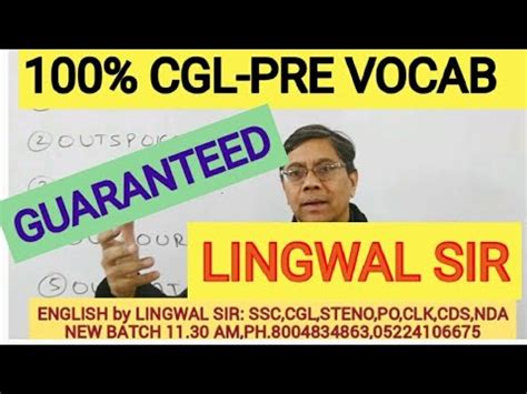 100 CGL PRE VOCAB GUARANTEED By LINGWAL SIR YouTube