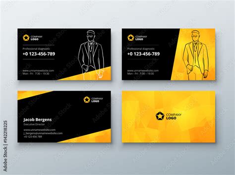 Vektorová grafika Business card design Black Yellow Business card