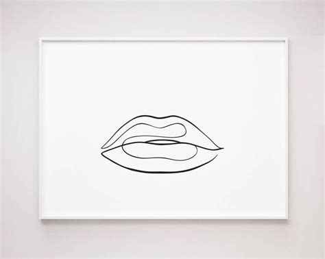 Lips Print, Single Line Drawing, Fashion Wall Decor, Abstract ...