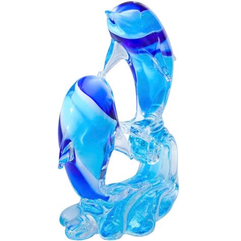 Vintage Blue Murano Dolphins On Wave Italian Art Glass Sculpture Chairish