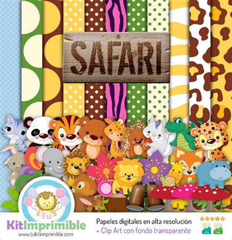 Papel Digital Papel Digital Safari Bebe M3 Patrones Personajes Y