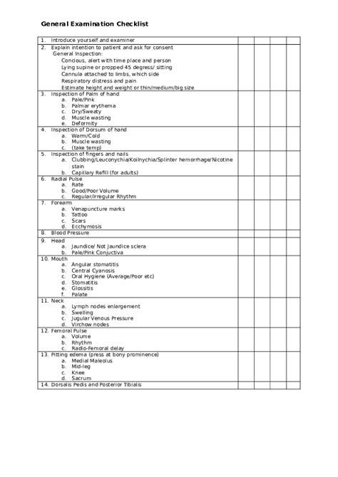 (DOC) General Examination Checklist