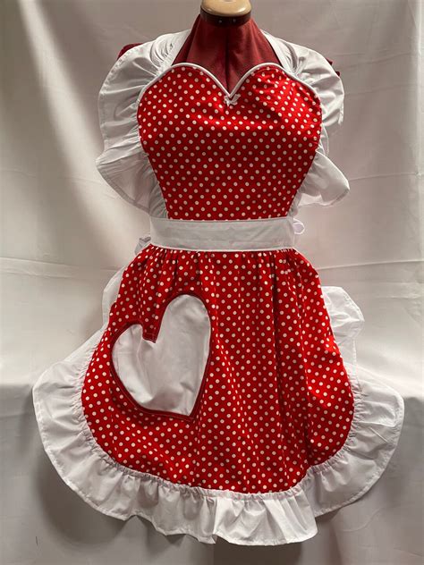 Retro Vintage 50s Style Full Apron Pinny With Heart Shaped Etsy Uk