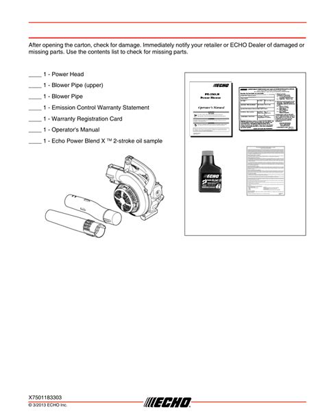 Echo Pb 250ln Parts Manual