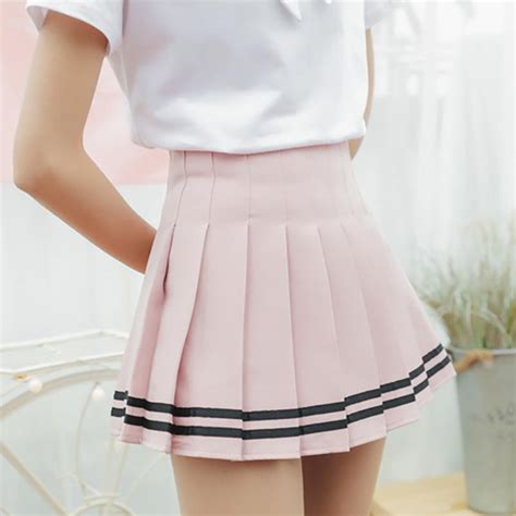 Japanese School Soft Girl Double Striped Pleated Skirts SD01004 ...