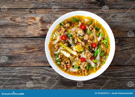 Yunnan Rice Noodle Soup On Wooden Table Stock Photo Image Of Meal