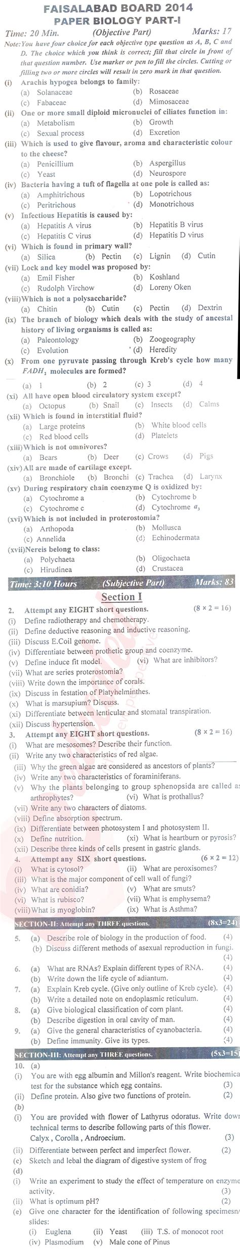 Inter Class Past Papers Fsc Part 1 5 Years Up To Date Papers