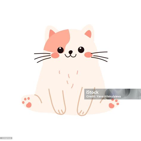 Cartoon Cat Characters Different Cats Poses Flat Color Simple Style Design Stock Illustration