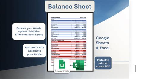 Balance Sheet Template Google Sheets Excel - Etsy