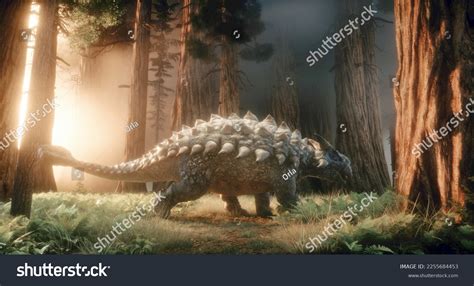 Dinosaur Ankylosaurus Forest This 3d Render Stock Illustration