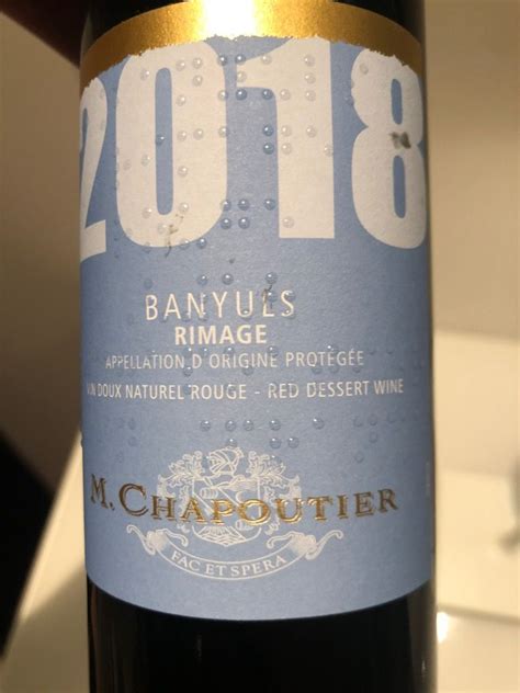 2018 M Chapoutier Banyuls Rimage France Languedoc Roussillon