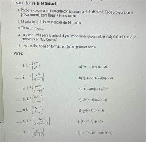 Solved Instrucciones Al Estudiante 1 Paree La Columna De Chegg