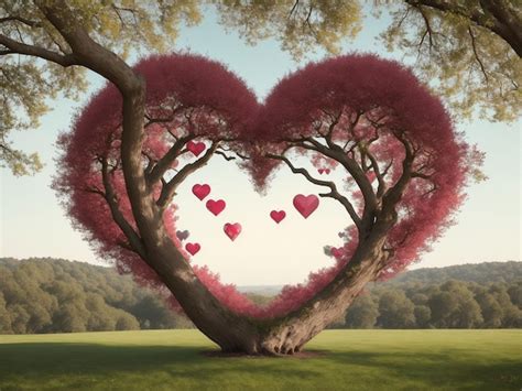 Un hermoso árbol en forma de corazón Foto Premium