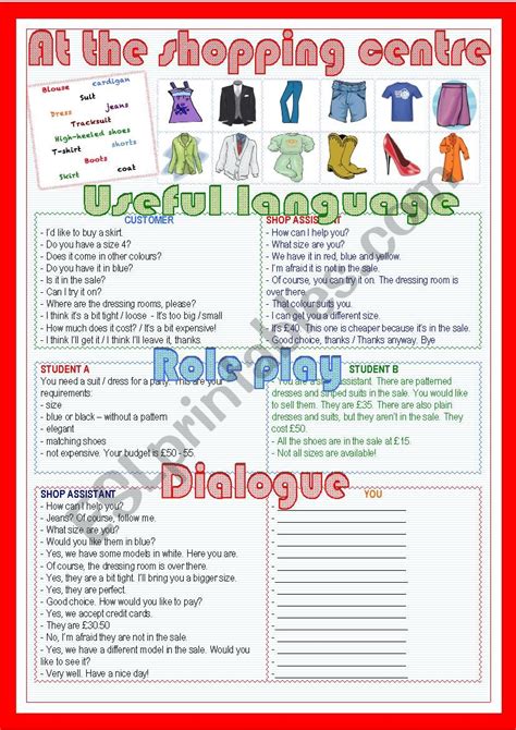 At The Shopping Centre Esl Worksheet By Nuria