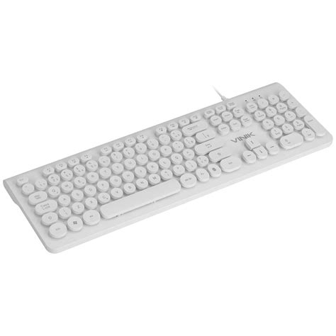 Teclado Multimidia Usb Dynamic Circle Abnt2 Teclas Redondas Cabo Usb 18m Branco Dc110b