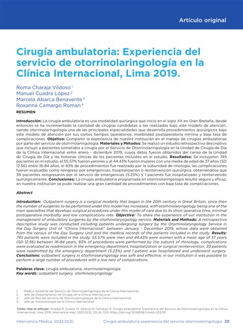 Pdf Cirug A Ambulatoria Experiencia Del Servicio De