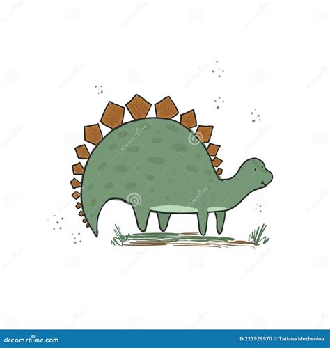 Stegosaurus Illustration Drawing Engraving Ink Line Art Vector