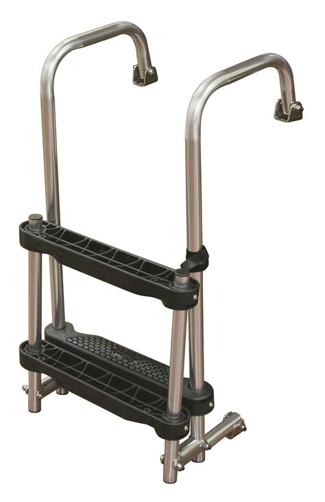 Jif Marine 3 Step Transom Ladder With Folding Bottom Steps And Extended