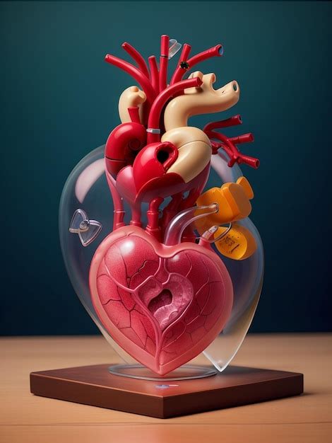 Premium Ai Image Anatomical Human Heart Made Of Glass And Wood